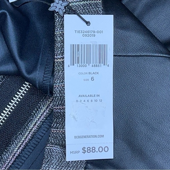 NEW SIZE 6 BCBGeneration TWEED FAUX LEATHER MINI SKIRT PREPPY ACADEMIA - Picture 8 of 10